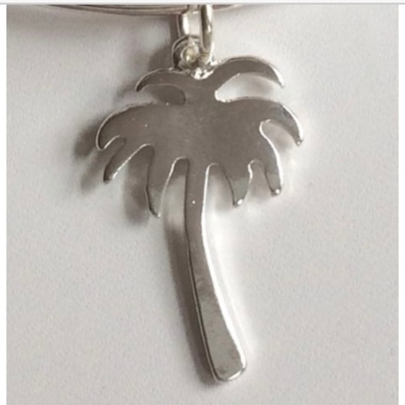 Silver Palm Tree Wire Charm Bracelet Beach Island Fun Plated Cruise Wear - Picture 3 of 8